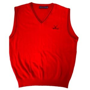 PINNACLE Red Sweater Vest w/Black Piping - Size Medium